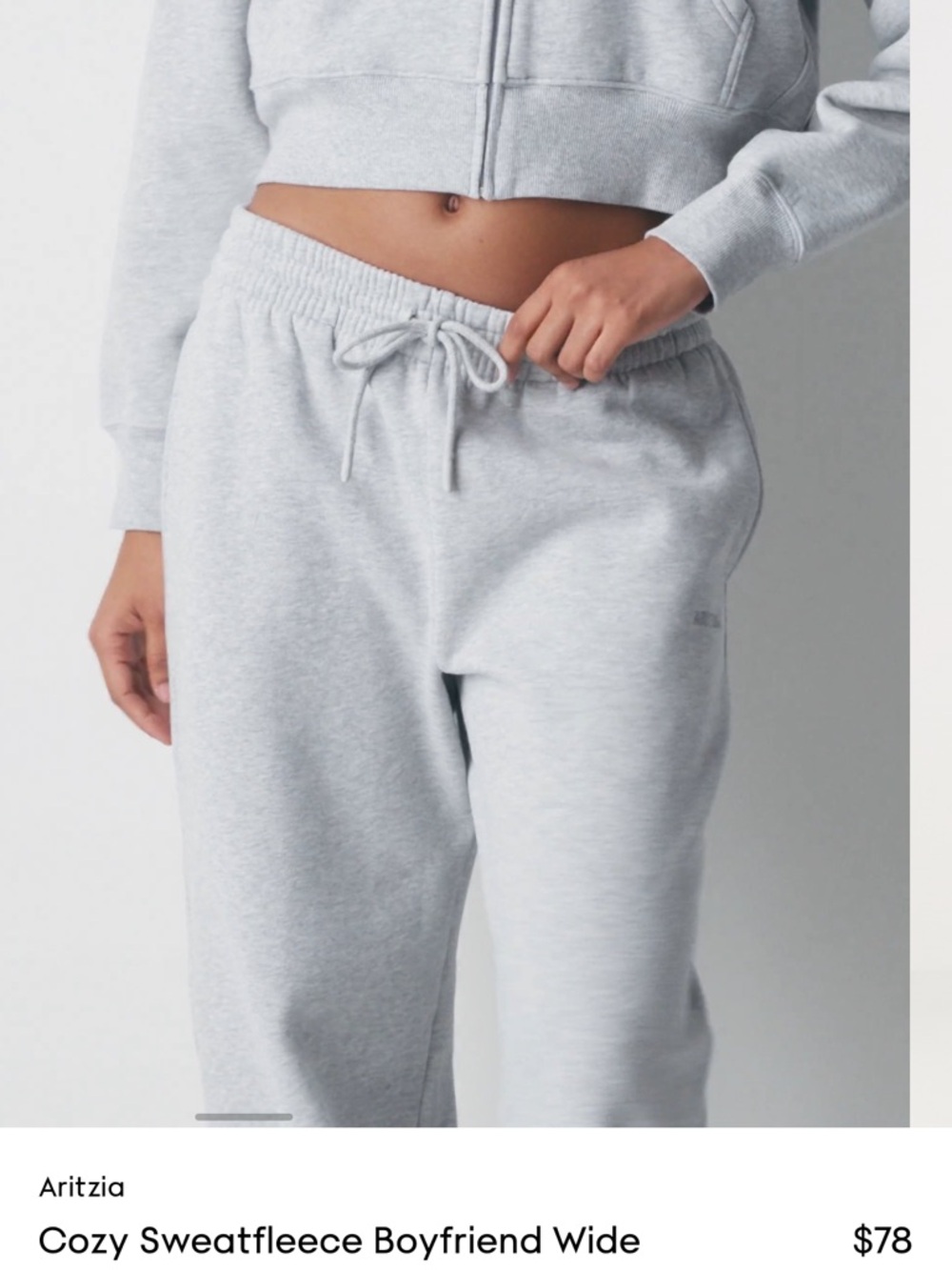 Aritzia Light Heather Gray Drawstring Sweatpants